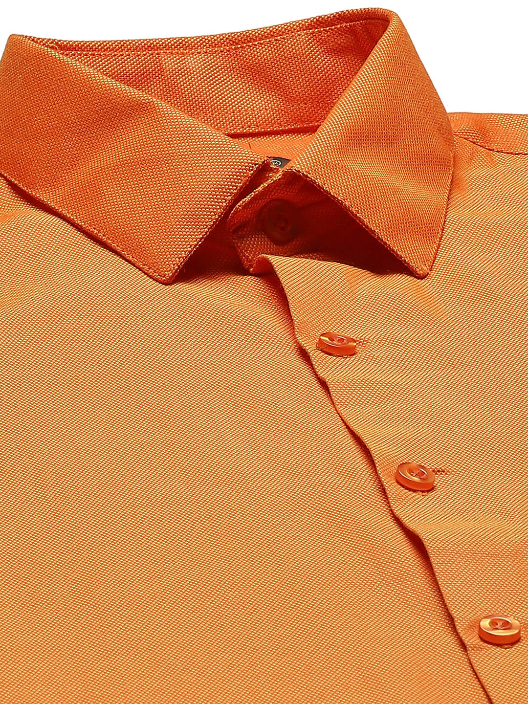 Men's Cotton Orange Self Design Classic Formal Shirt