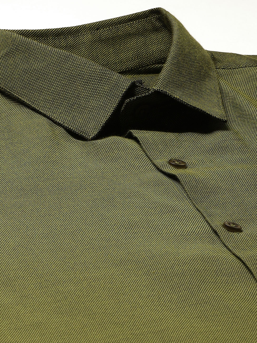 Men's Cotton Moss Green Self Design Classic Formal Shirt