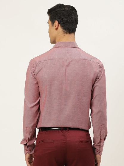 Men's Cotton Mauve Self Design Classic Formal Shirt