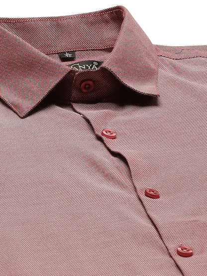 Men's Cotton Mauve Self Design Classic Formal Shirt