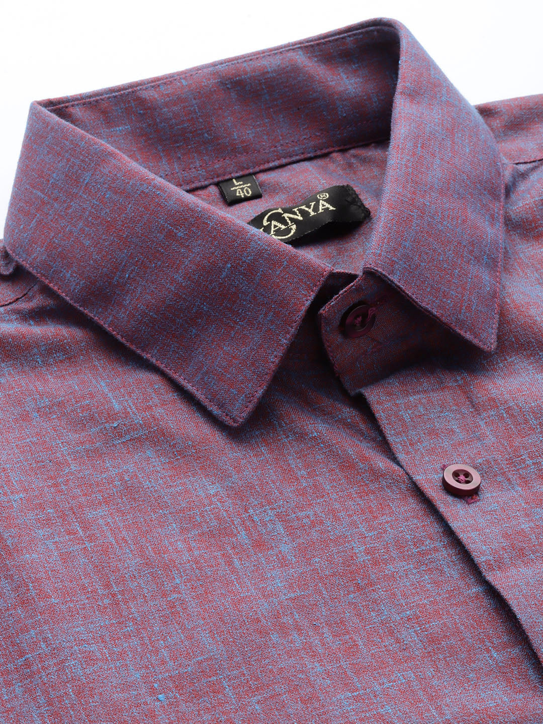 Mens Cotton Linen Dark Purple Solid Formal Shirt