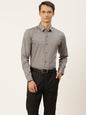 Mens Cotton Grey & Black Printed Formal Shirt