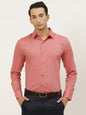 Mens Cotton Coral Red & Black Printed Formal Shirt