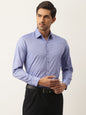 Mens Cotton Blue & Black Printed Formal Shirt