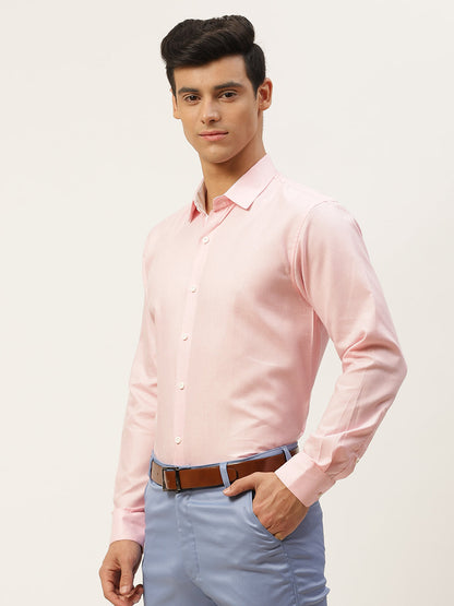 Men's Cotton Linen Pink Formal Shirt