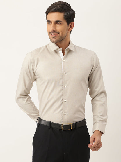 Men's Cotton Linen Light Brown Formal Shirt