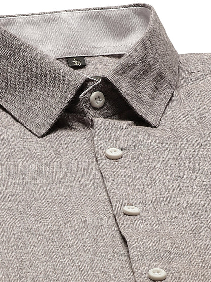 Men's Cotton Linen Coffee Brown Formal Shirt