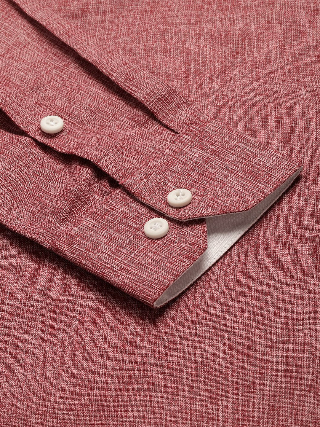 Men's Cotton Linen Maroon Formal Shirt