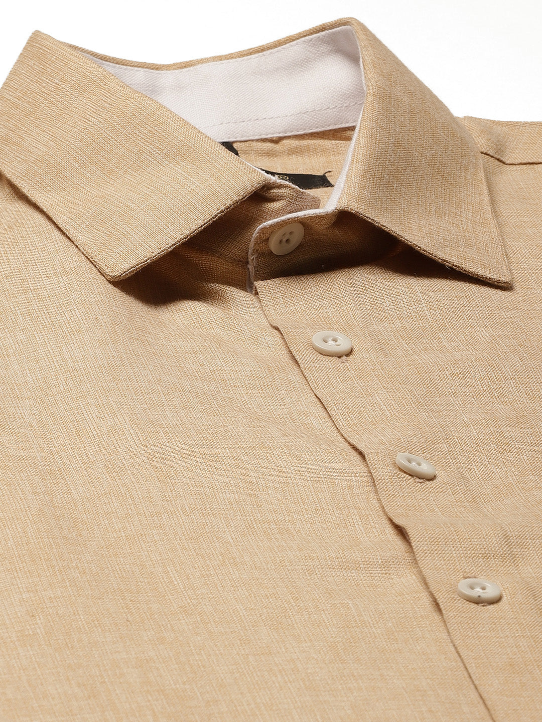 Men's Cotton Linen Brown Formal Shirt