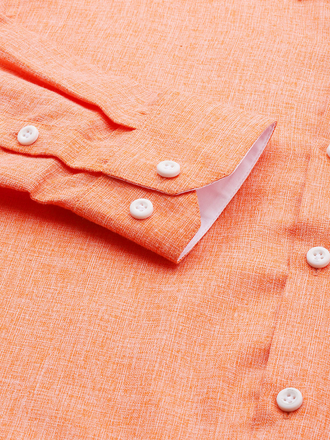 Men's Cotton Linen Orange Formal Shirt