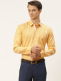 Men's Cotton Linen Dark Yellow Formal Shirt