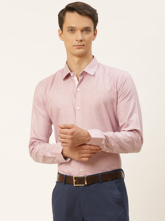 Men's Cotton Linen Light Purple Formal Shirt