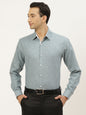 Men's Cotton Linen Teal Green Formal Shirt