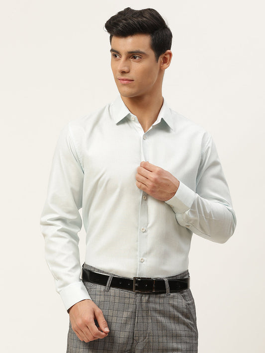 Men's Cotton Linen Sea Green Formal Shirt