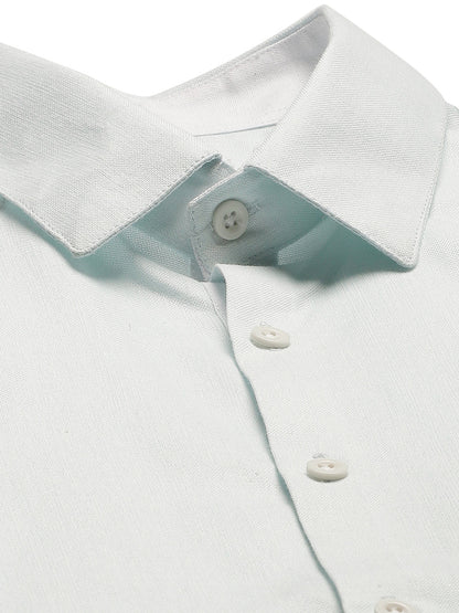 Men's Cotton Linen Sea Green Formal Shirt