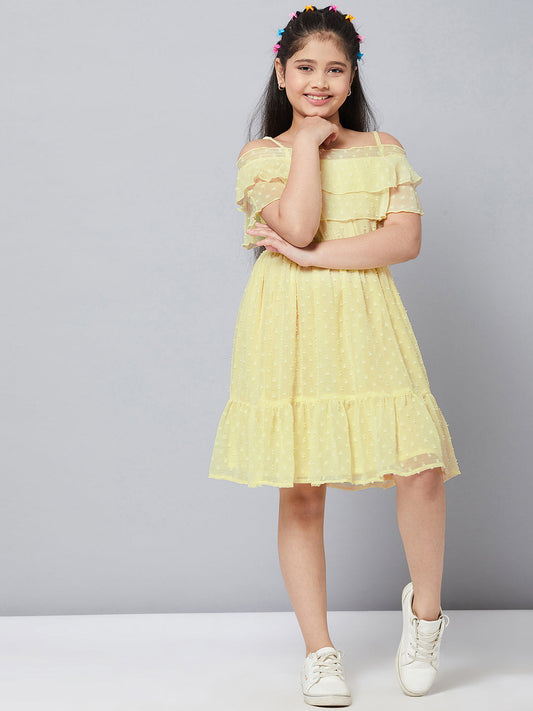 Girl's Solid Dress Yellow