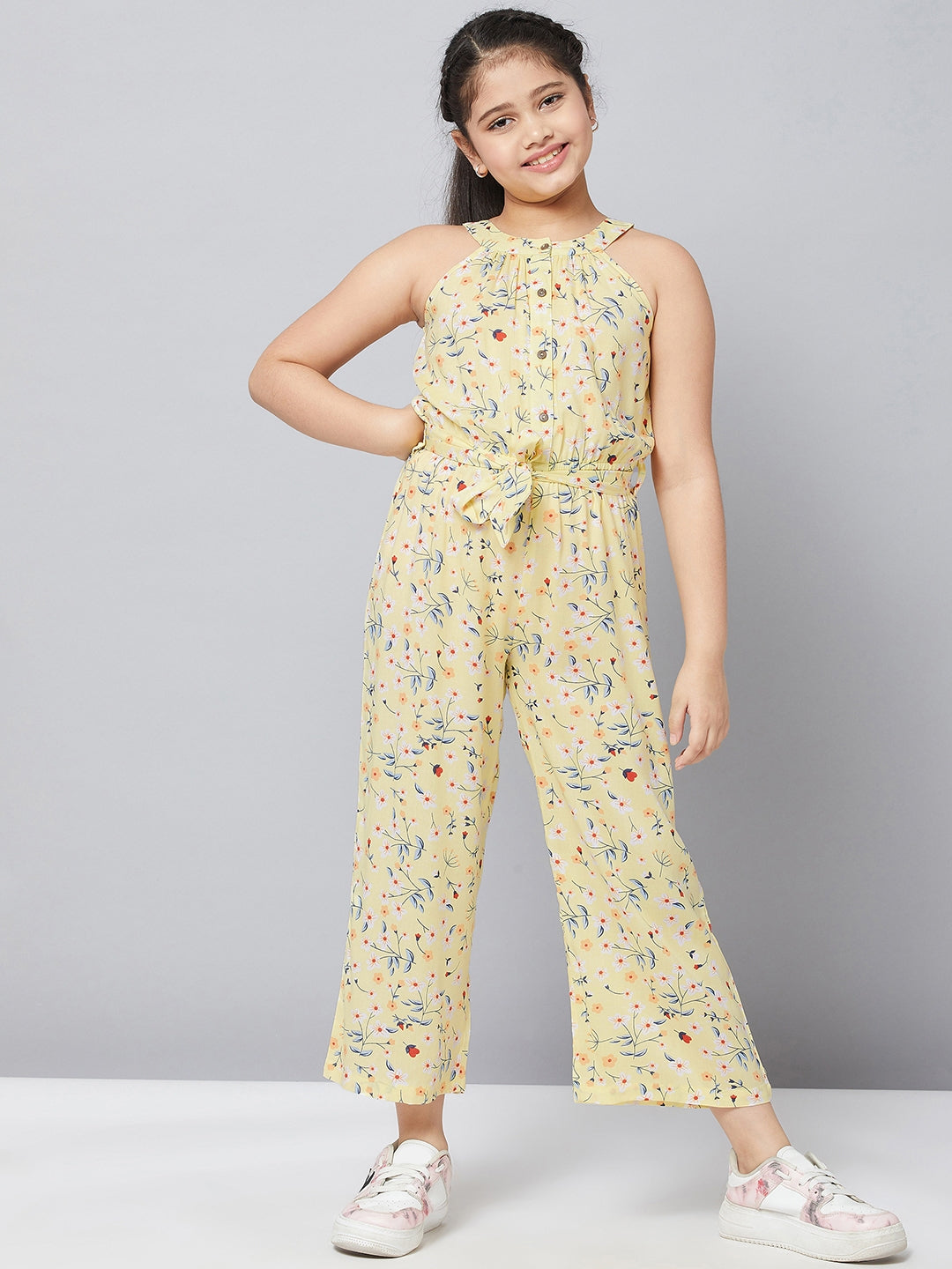 Girl's Printed Jumpsuit Yellow