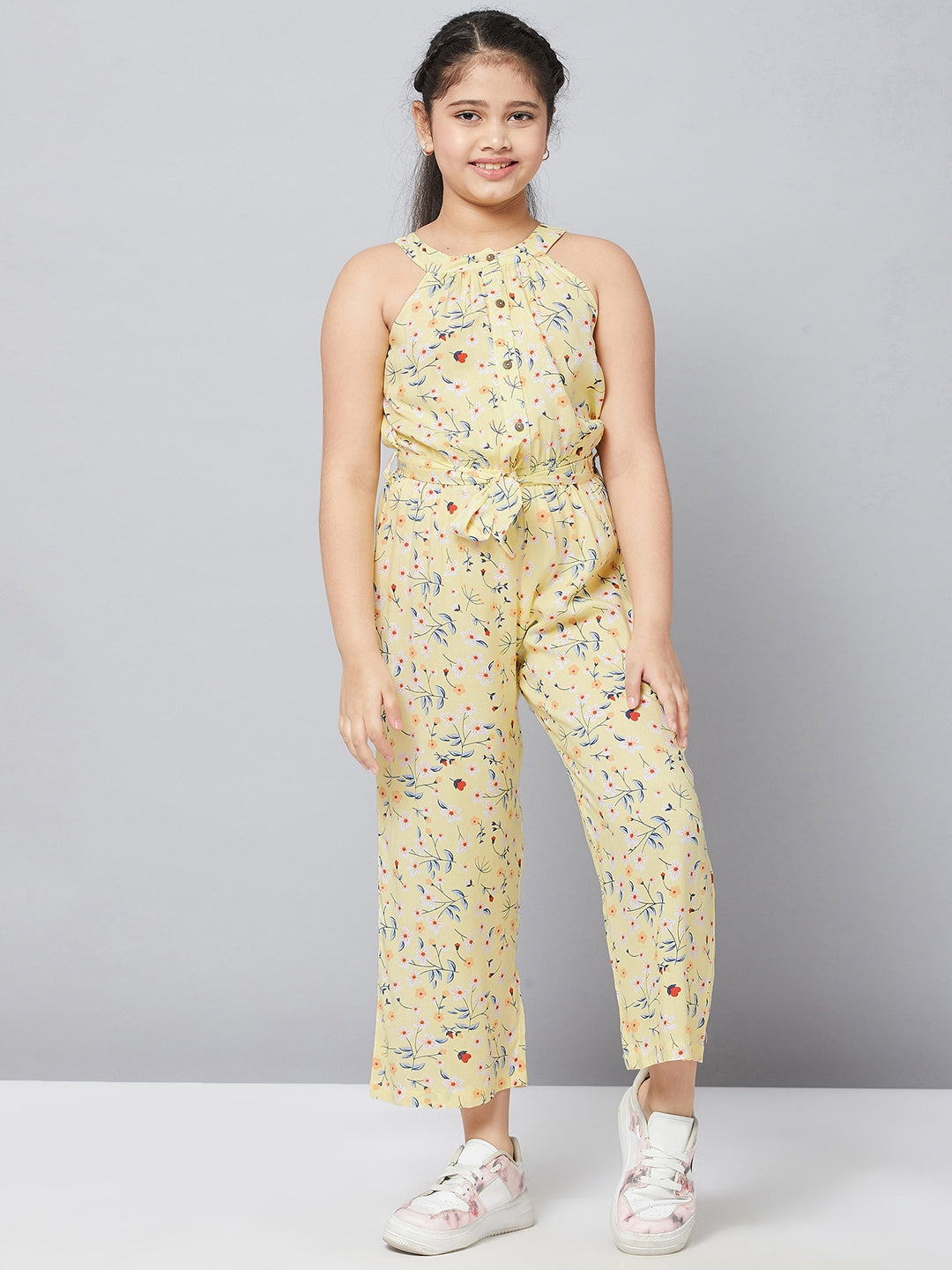 Girl's Printed Jumpsuit Yellow