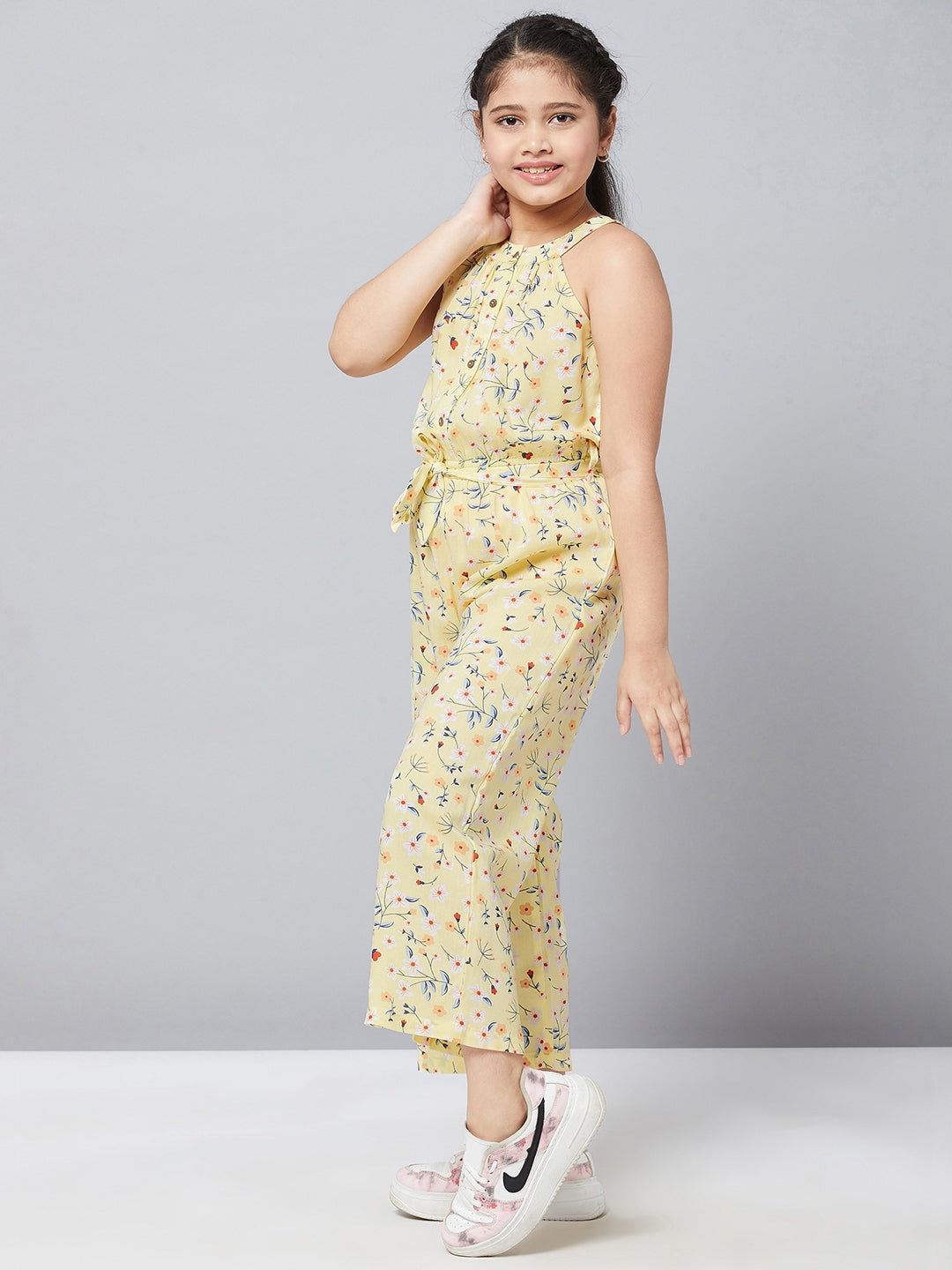 Girl's Printed Jumpsuit Yellow