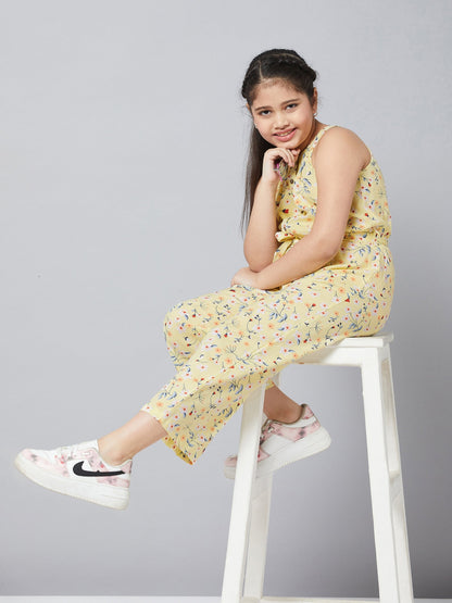 Girl's Printed Jumpsuit Yellow