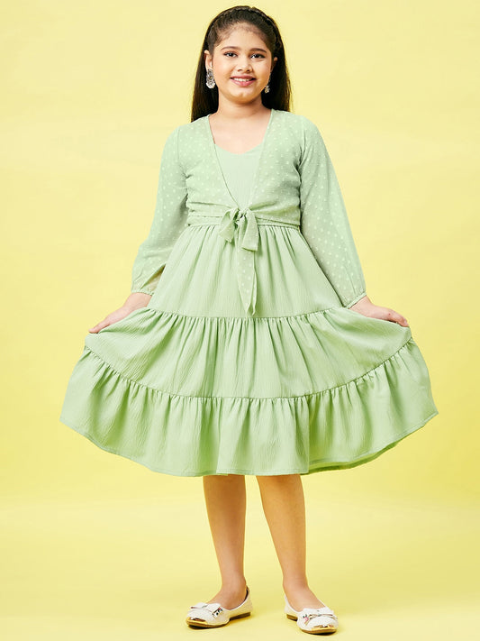 Girl's Solid Dress Green