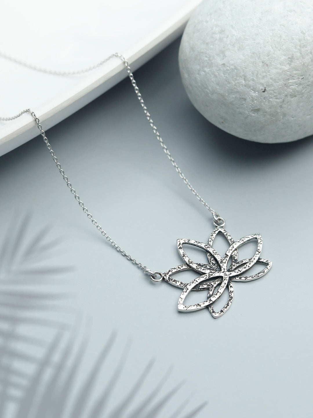 Women's Sterling Silver Lotus Flower Necklace - Priyaasi