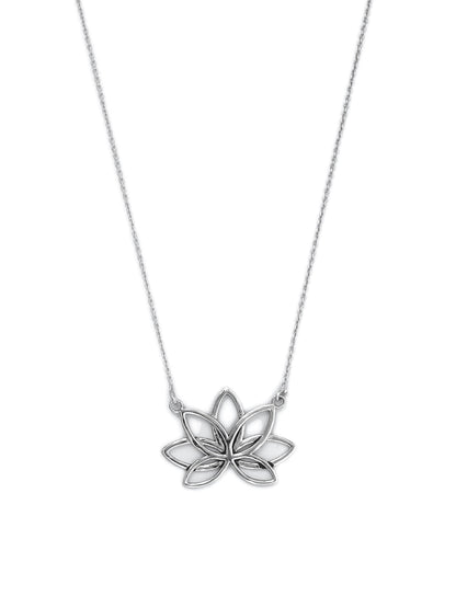 Women's Sterling Silver Lotus Flower Necklace - Priyaasi