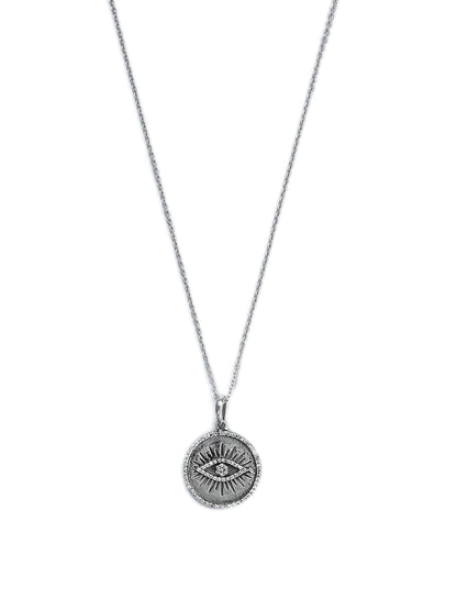 Women's Sterling Silver American Diamond Evil Eye Necklace- Priyaasi