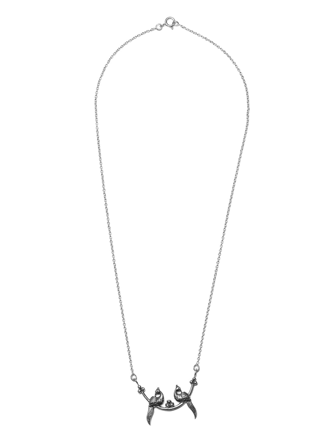 Women's Oxidised Silver Peacock Necklace - Priyaasi