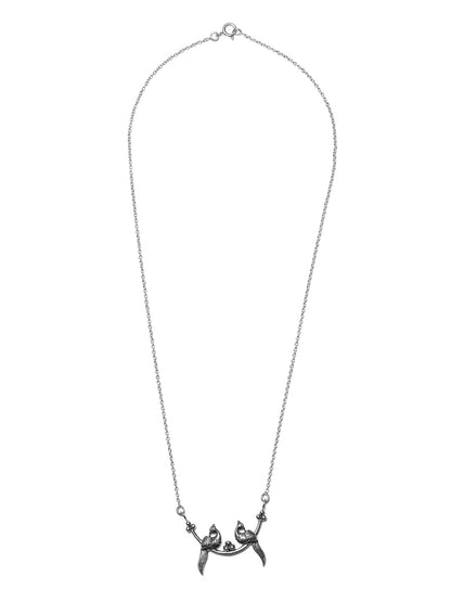 Women's Oxidised Silver Peacock Necklace - Priyaasi