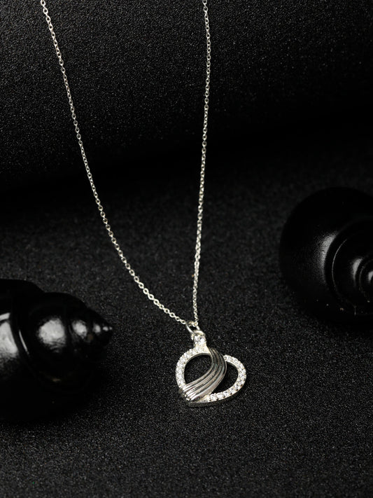 Women's Elegant Swirl Heart Sterling Silver Necklace - Priyaasi