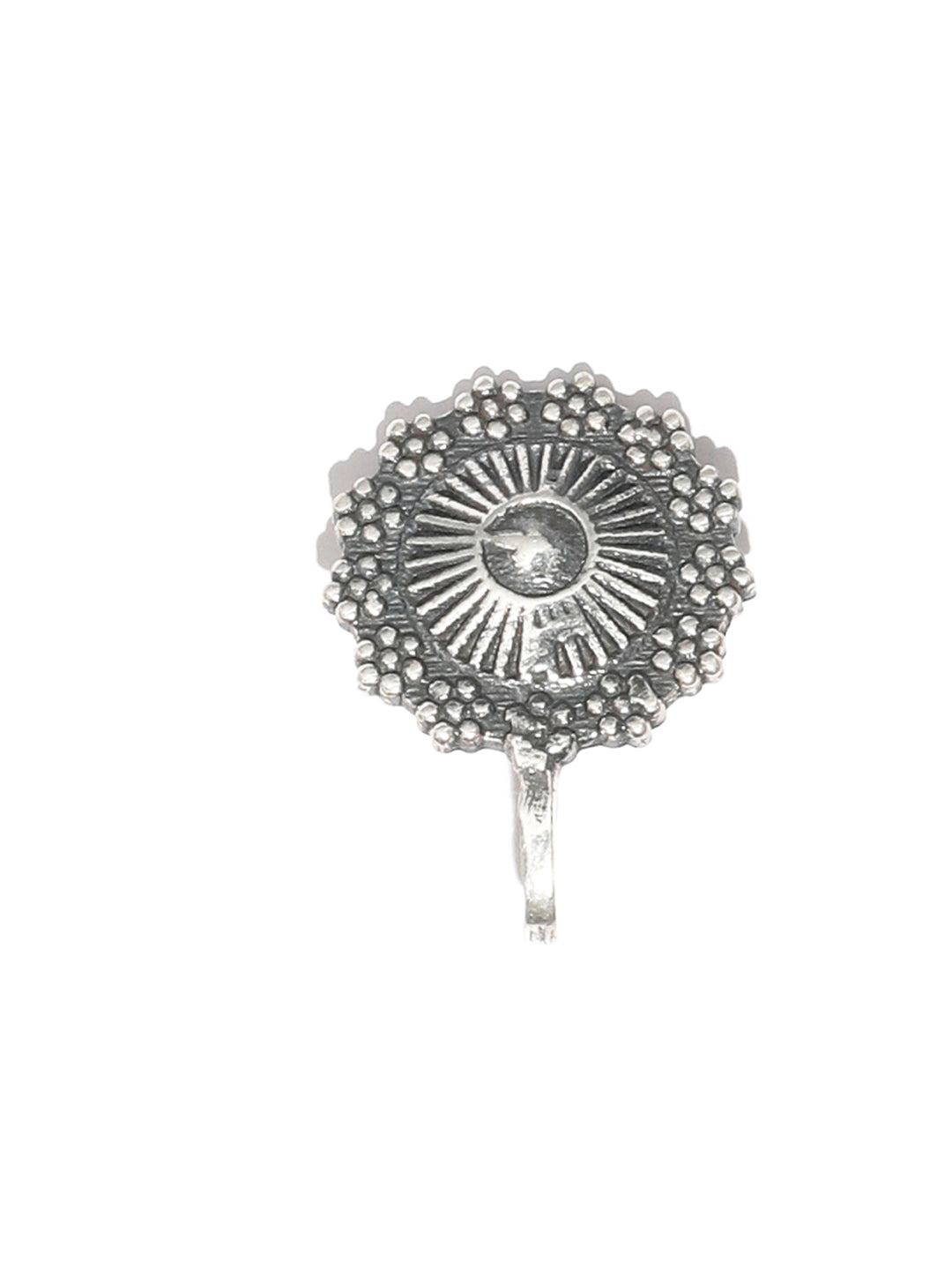 Floral Oxidised Silver Clip-On Nose Pin By Priyaasi