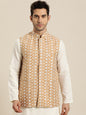 Men's Silk Blend Dark Gold Embroidered ONLY Nehrujacket