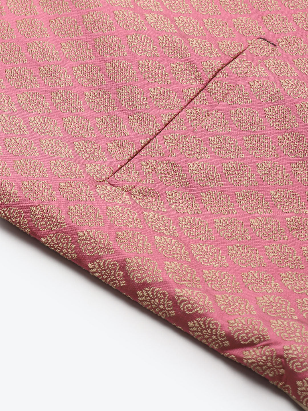 Men's Jacquard Silk Pink Self Design ONLY Nehrujacket