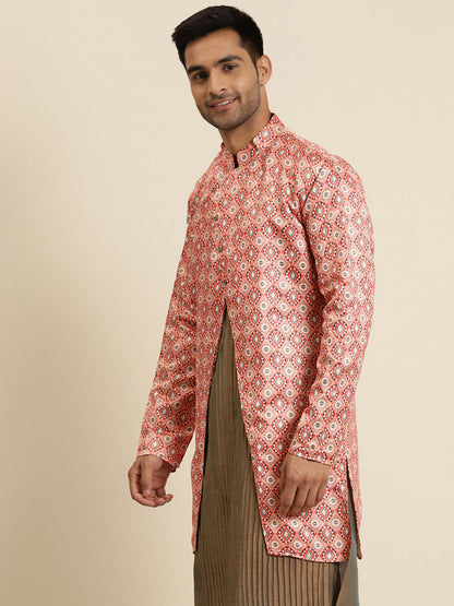 Men's Silk Blend Peach ONLY Sherwani Jacket