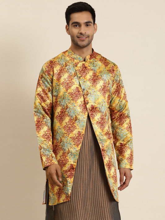 Men's Silk Blend Yellow ONLY Sherwani Jacket