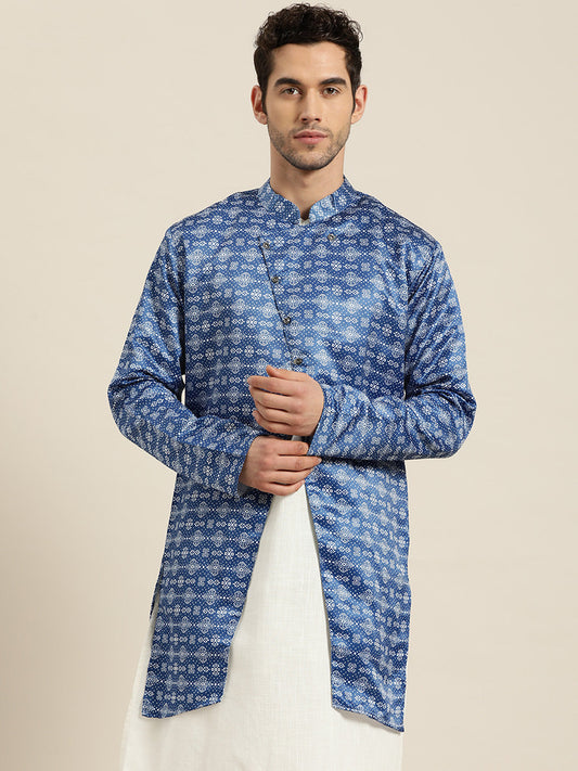 Men's Silk Blend Blue ONLY Sherwani Jacket