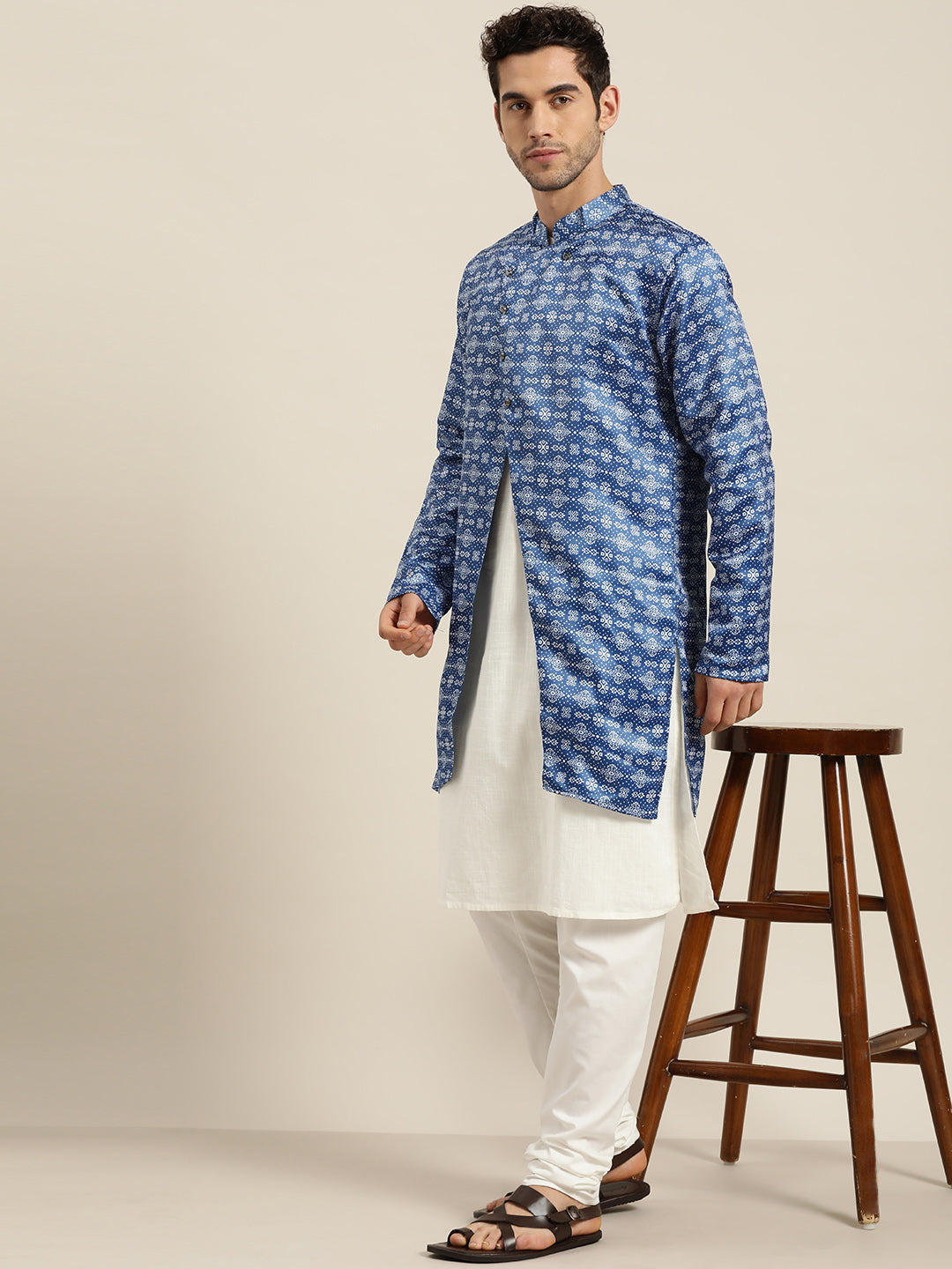 Men's Silk Blend Blue ONLY Sherwani Jacket