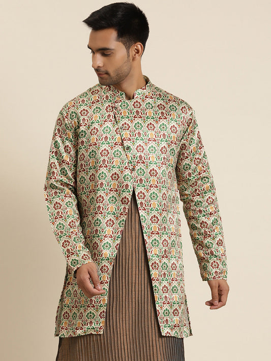 Men's Silk Blend Fawn ONLY Sherwani Jacket