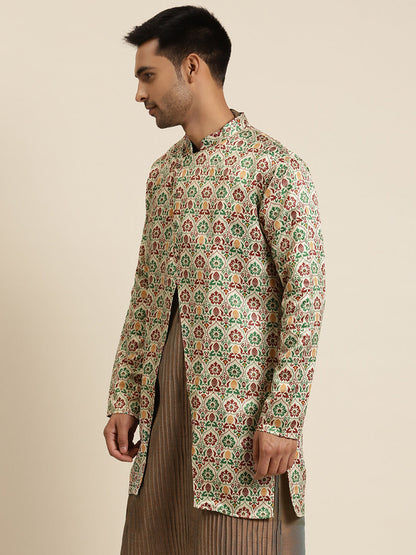 Men's Silk Blend Fawn ONLY Sherwani Jacket