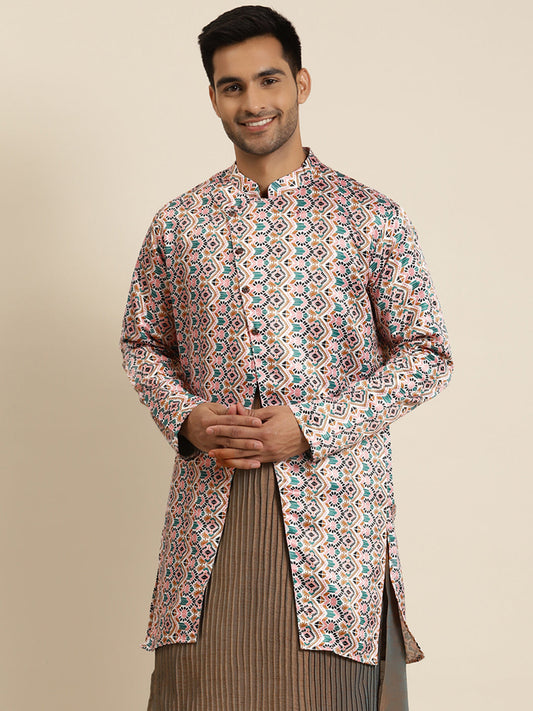 Men's Silk Blend White ONLY Sherwani Jacket