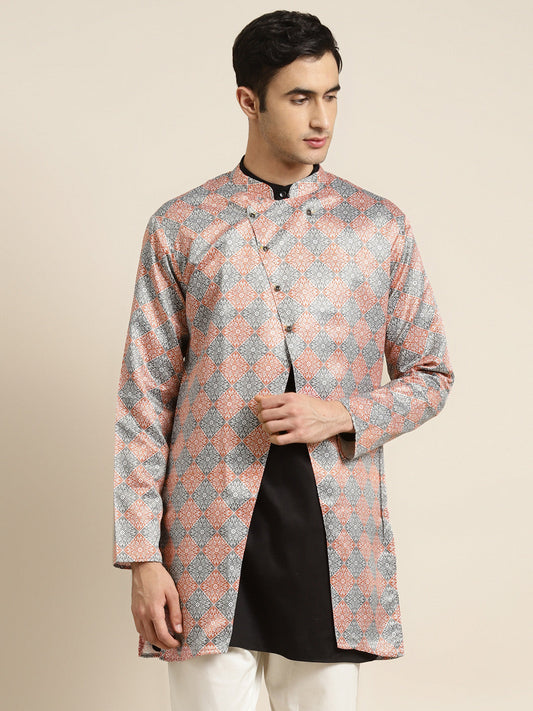 Men's Silk Blend Rust Only Sherwani Jacket