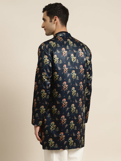 Men's Silk Blend Navy Blue Only Sherwani Jacket