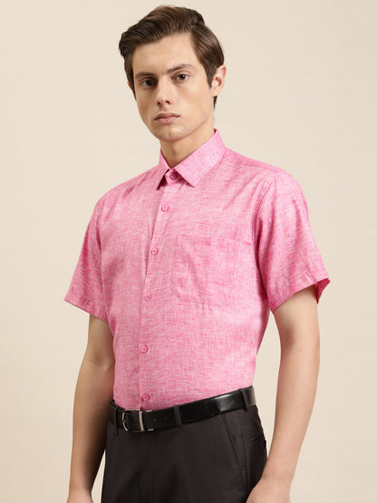 Men's Cotton Blend Pink Classic Formal Shirt