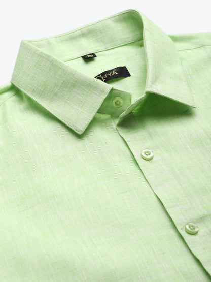 Men's Cotton Blend Lime Green Classic Formal Shirt