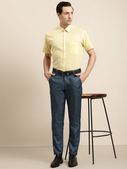 Men's Cotton Blend Lemon Classic Formal Shirt