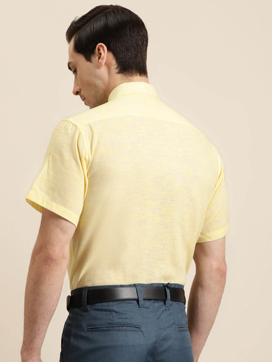 Men's Cotton Blend Lemon Classic Formal Shirt