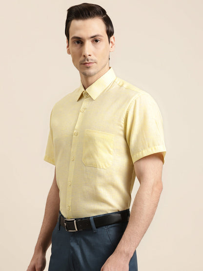 Men's Cotton Blend Lemon Classic Formal Shirt