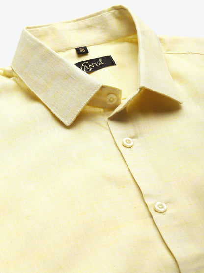 Men's Cotton Blend Lemon Classic Formal Shirt