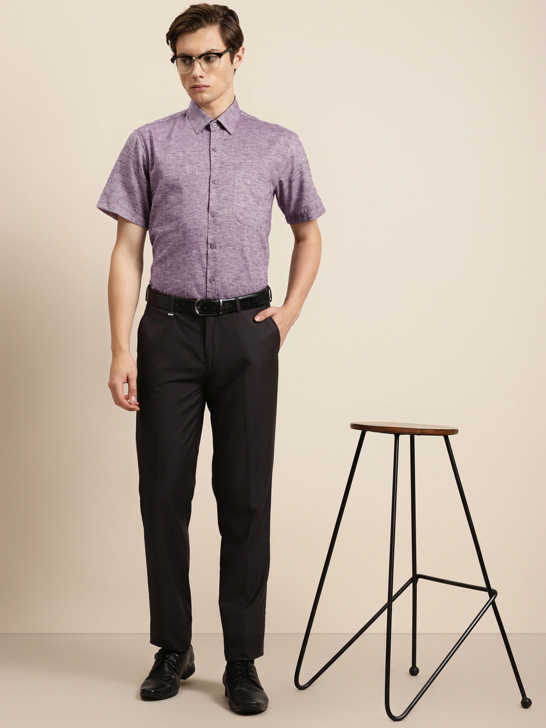 Men's Cotton Blend Purple Classic Formal Shirt